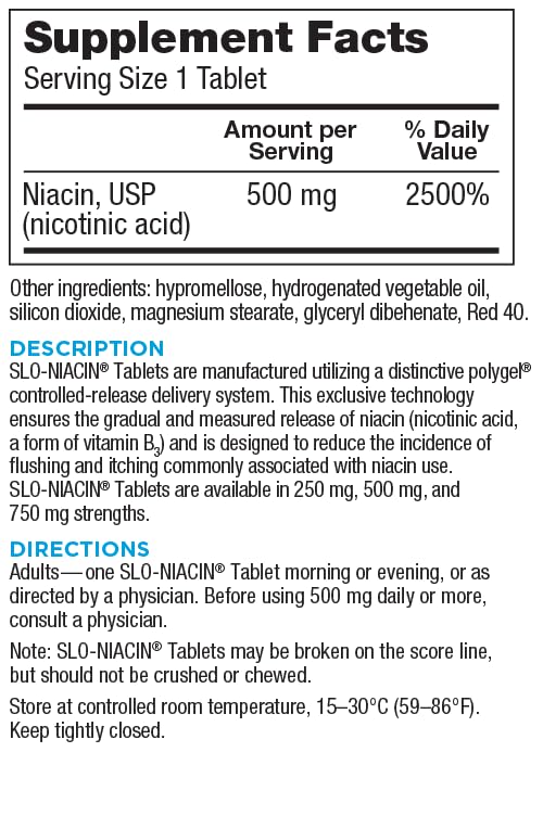 Tabletas Slo-Niacin sobre mesa, uso diario sencillo.