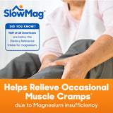 Slow-Mag empaque que muestra calcio y magnesio para función muscular.