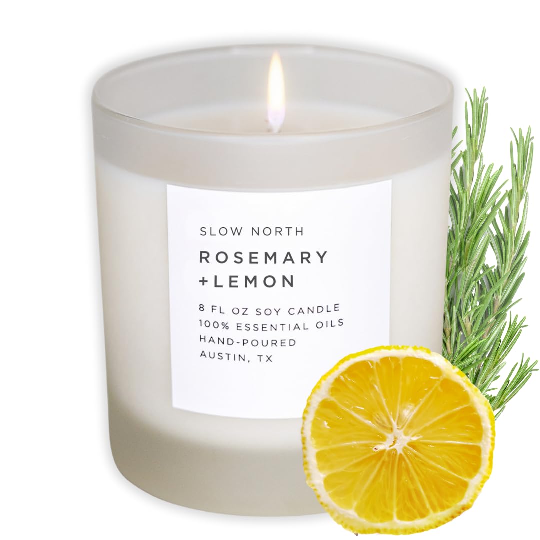 Vela Slow North romero-limon perfuma suavemente la sala