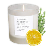 Vela Slow North romero-limon perfuma suavemente la sala