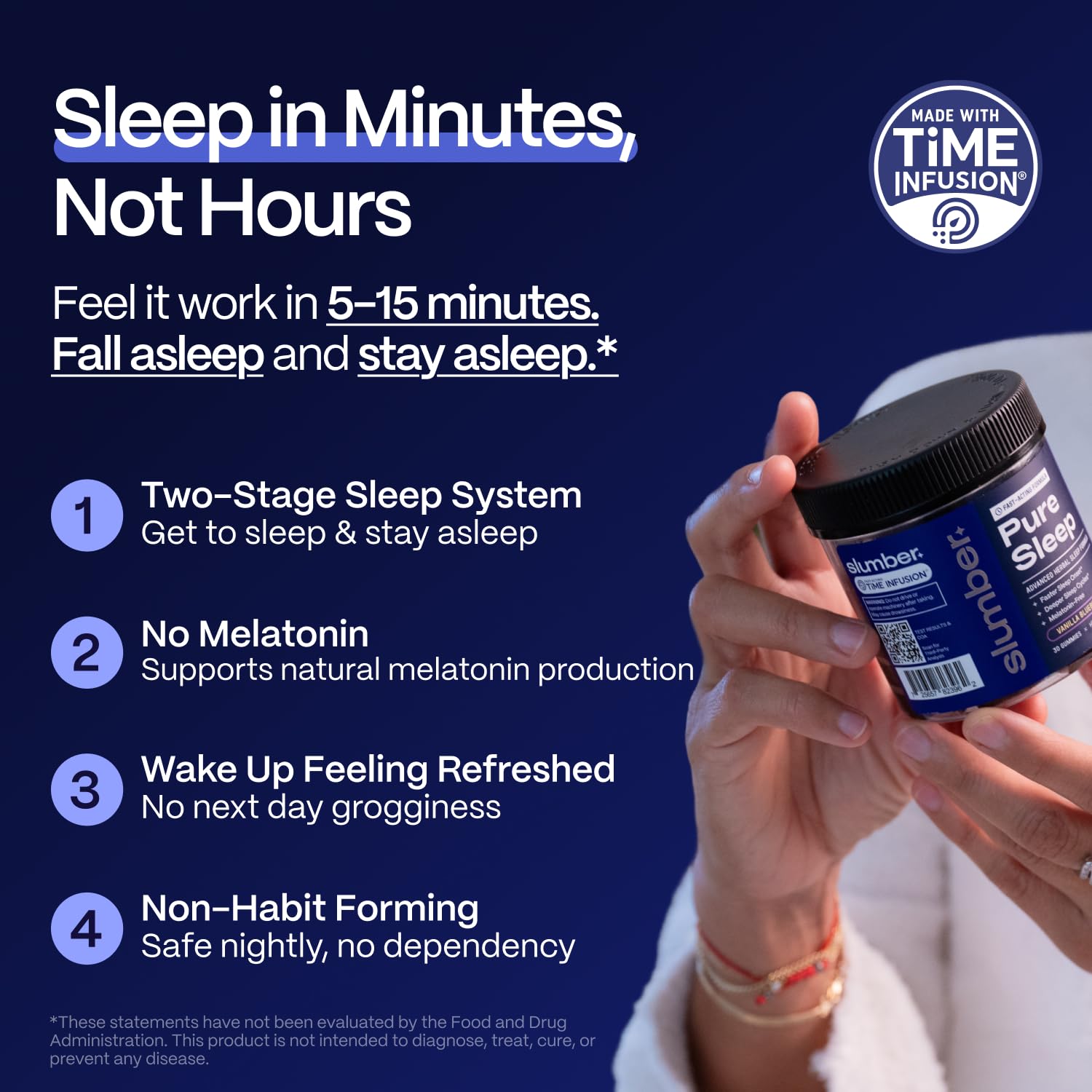 Etiqueta Slumber Pure Sleep sin melatonina, opción natural para dormir
