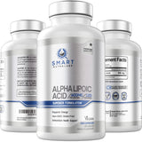 Smart Nutra Labs alfa lipoico 600mg, botella, para uso diario y apoyo a una rutina saludable.