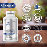 Smart Nutra Labs alfa lipoico 600mg, suministro de cuatro meses para una rutina continua.