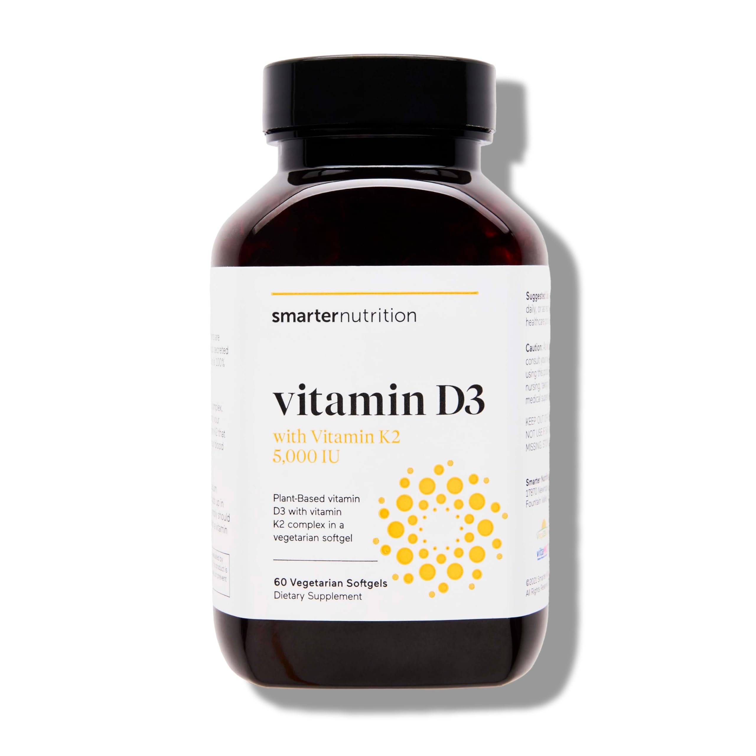 SMARTERNUTRITION Vegan D3 K2 en cápsulas suaves para apoyo diario de inmunidad.