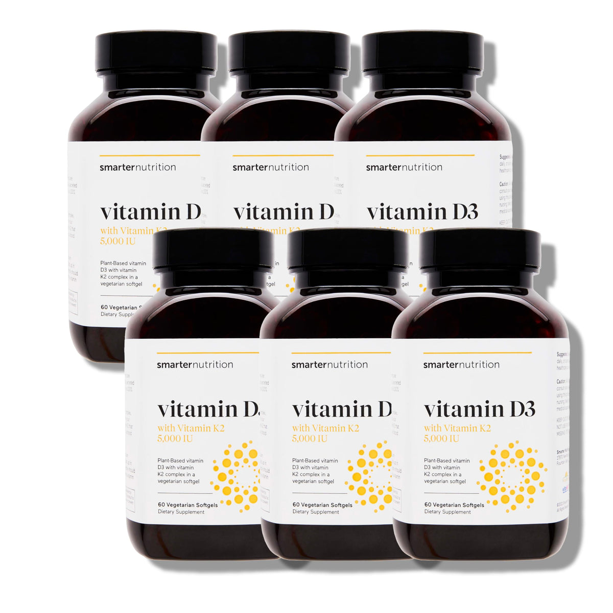 SMARTERNUTRITION vitamina-d3-k2 cápsulas etiqueta, apoyo general para el bienestar diario.