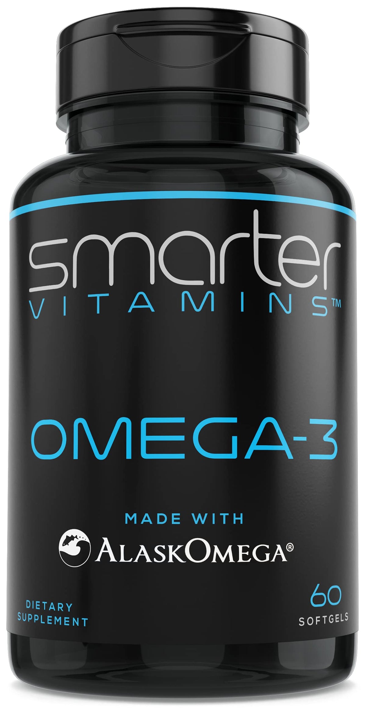 SmarterVitamins Omega3: botella de softgels, apoyo diario sin regusto a pescado.