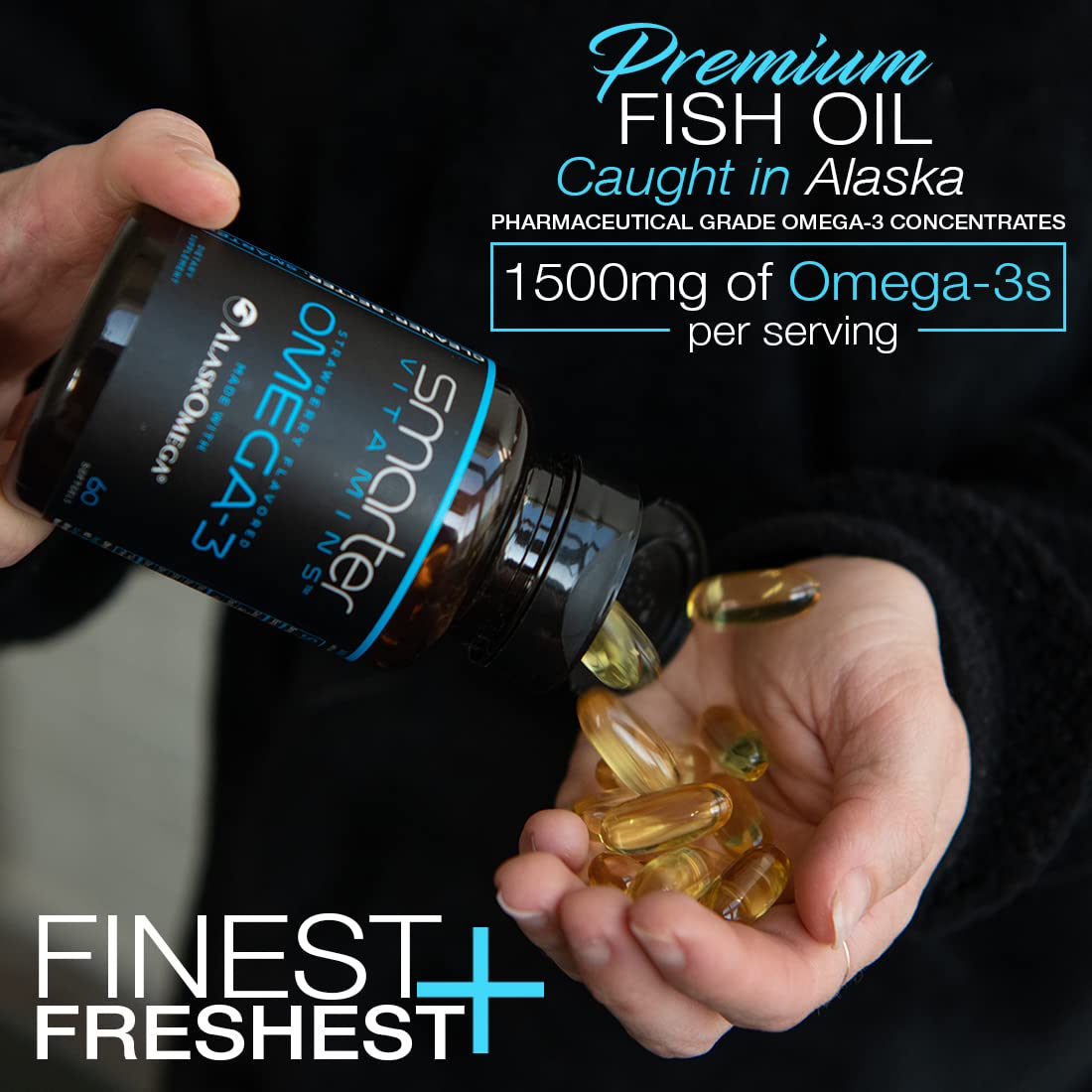 SmarterVitamins Omega3: cápsulas sin regusto, ideal para ingesta suave.