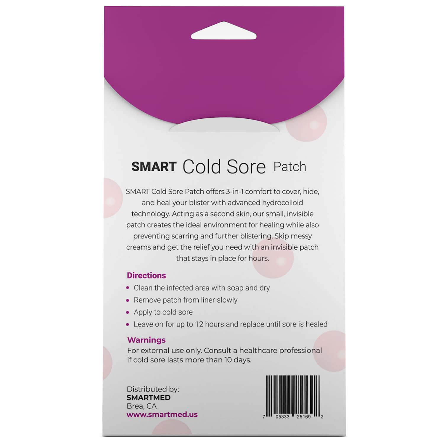 SMARTMED parche adhesivo invisible para ocultar la zona afectada.