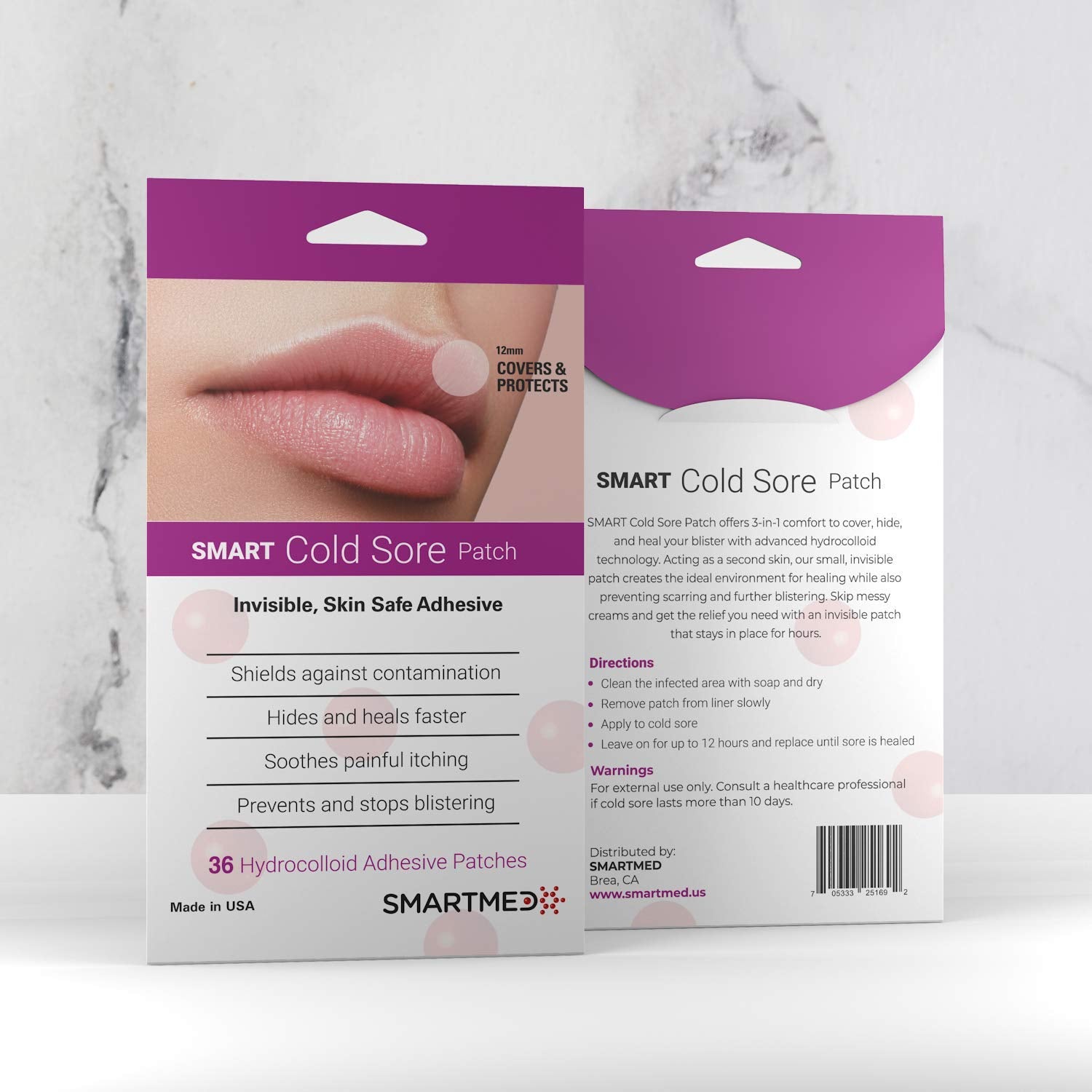 SMARTMED parche para cubrir ampollas labiales rotas con protección suave.