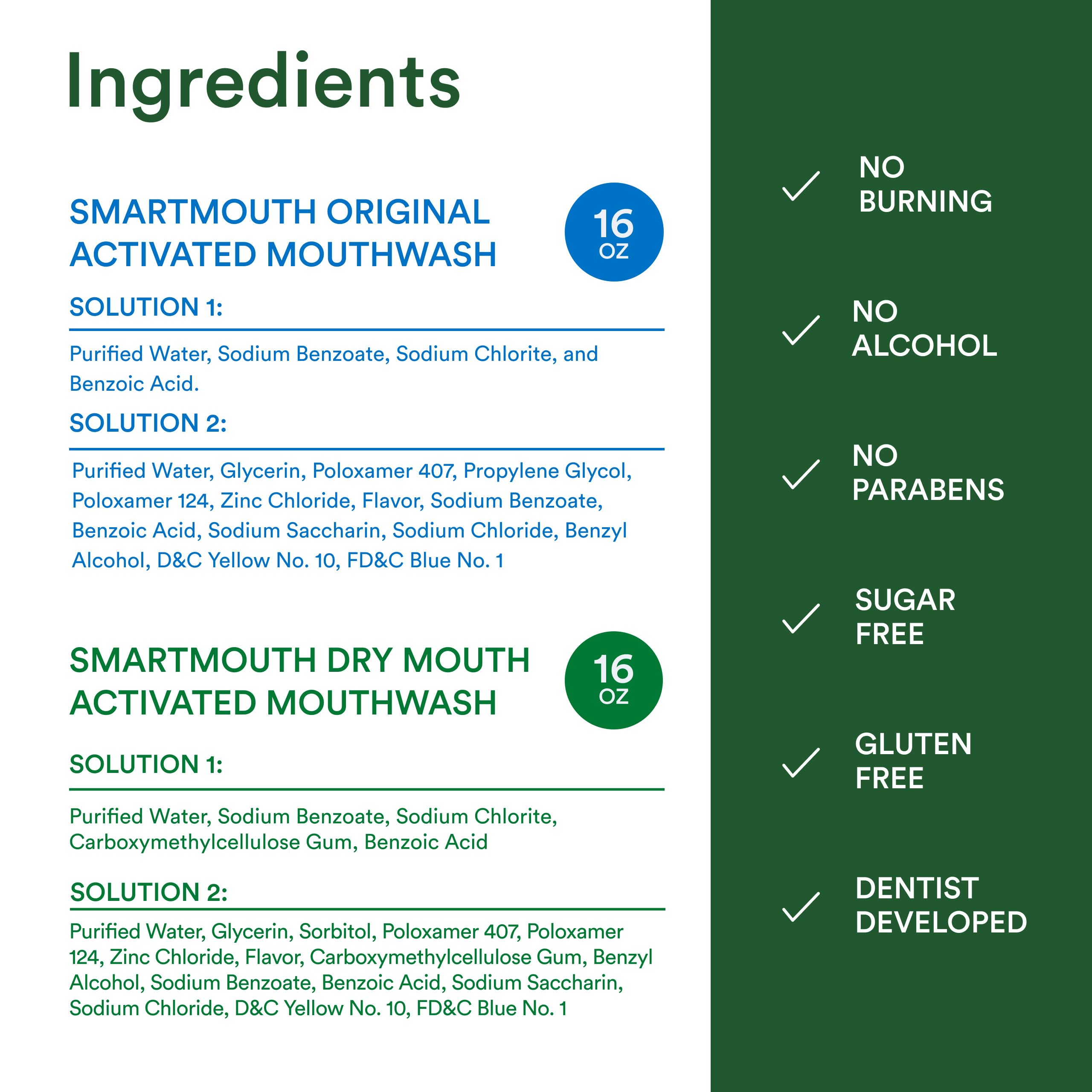 Paquete SmartMouth Original y Boca Seca, dos botellas para uso diario.