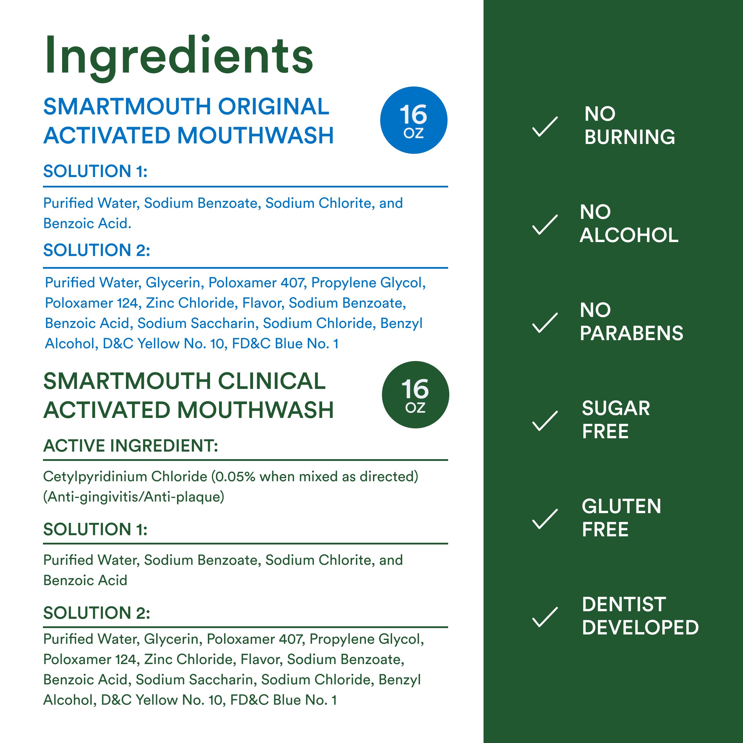 SmartMouth Clinical Activated menta: enjuague suave y duradero.