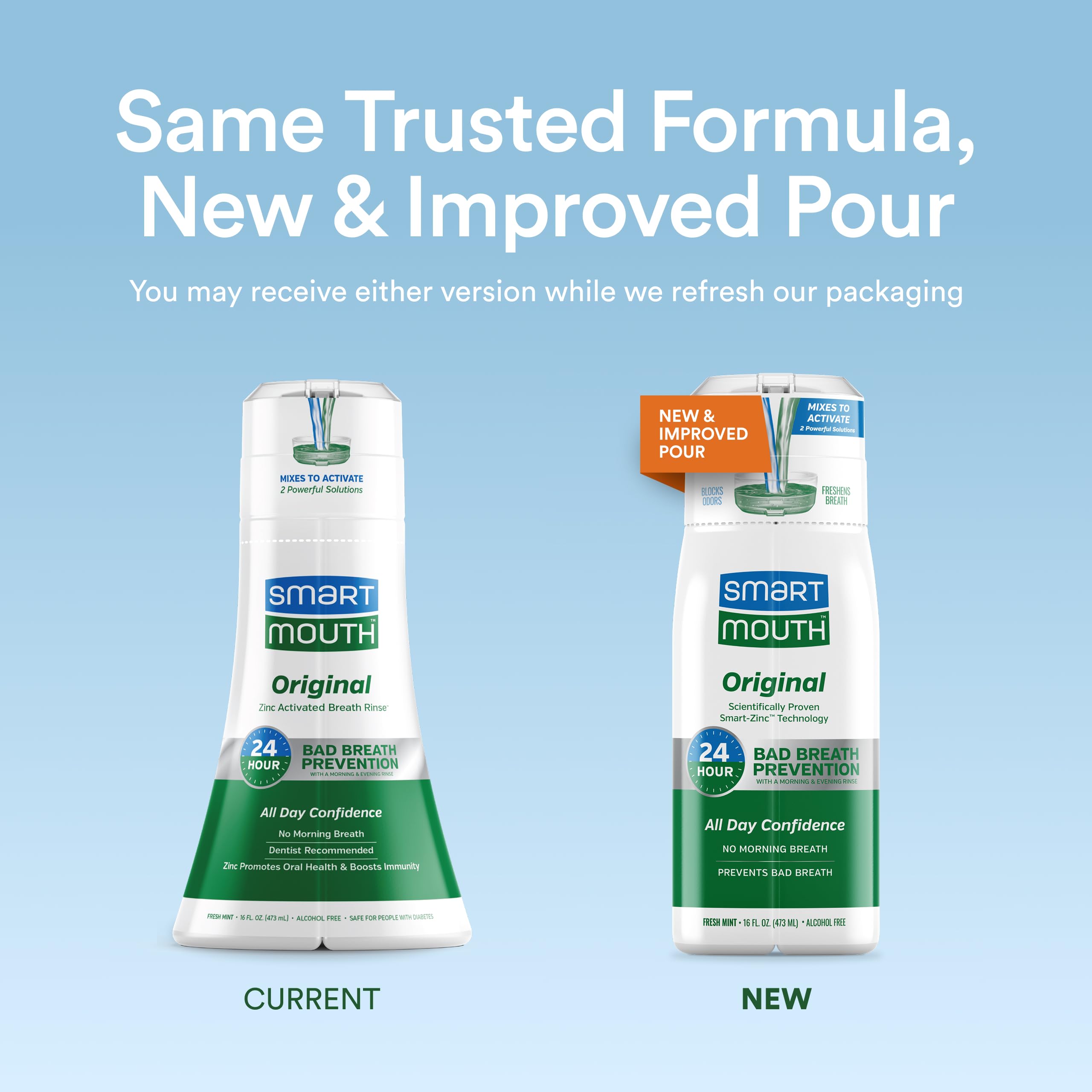 SmartMouth Clinical Activated: enjuague bucal en botella para aliento duradero.