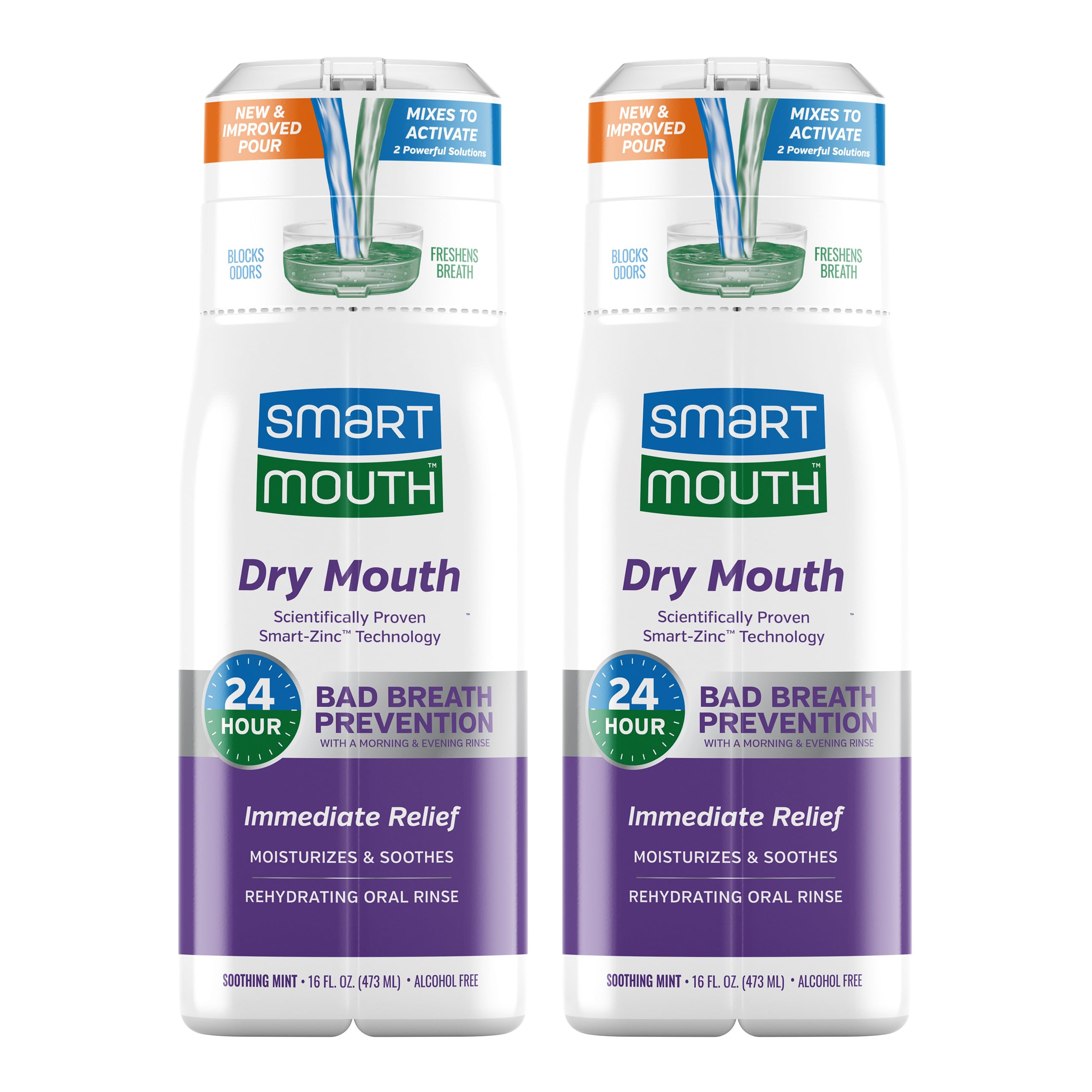 SmartMouth enjuague bucal seco de menta, frescura duradera para la boca.