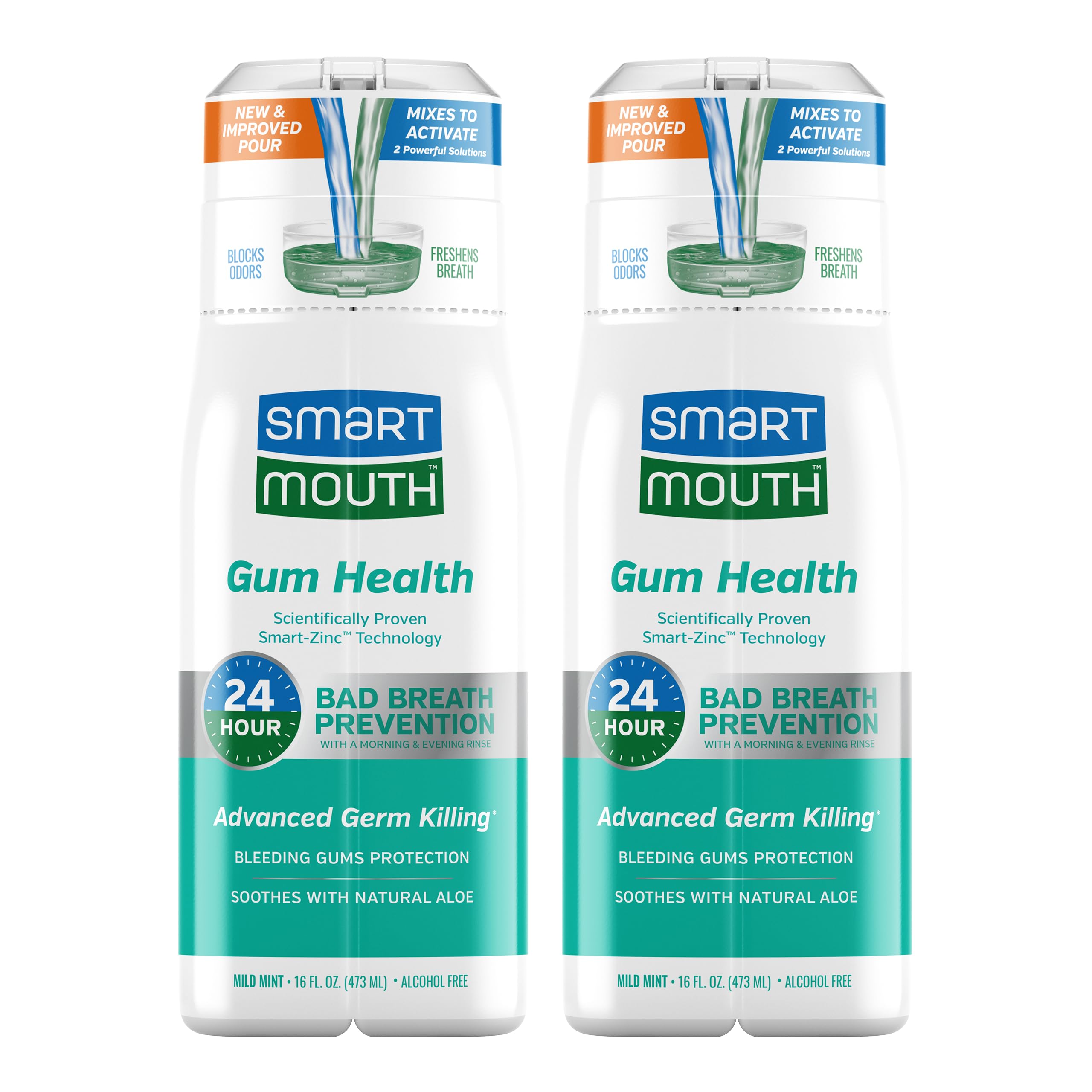 SmartMouth enjuague con zinc activado para encías sanas y aliento fresco.