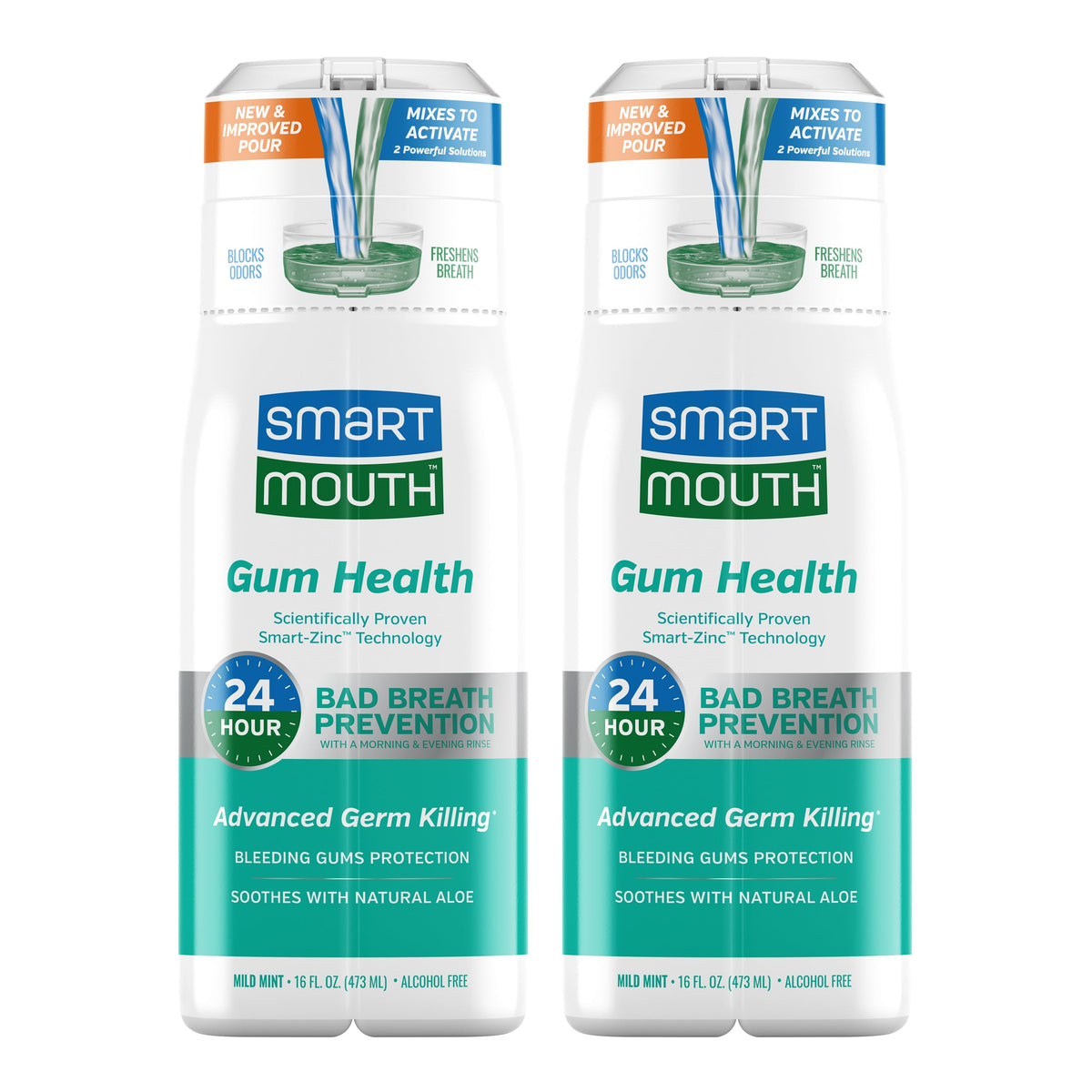 SmartMouth enjuague con zinc activado para encías sanas y aliento fresco.