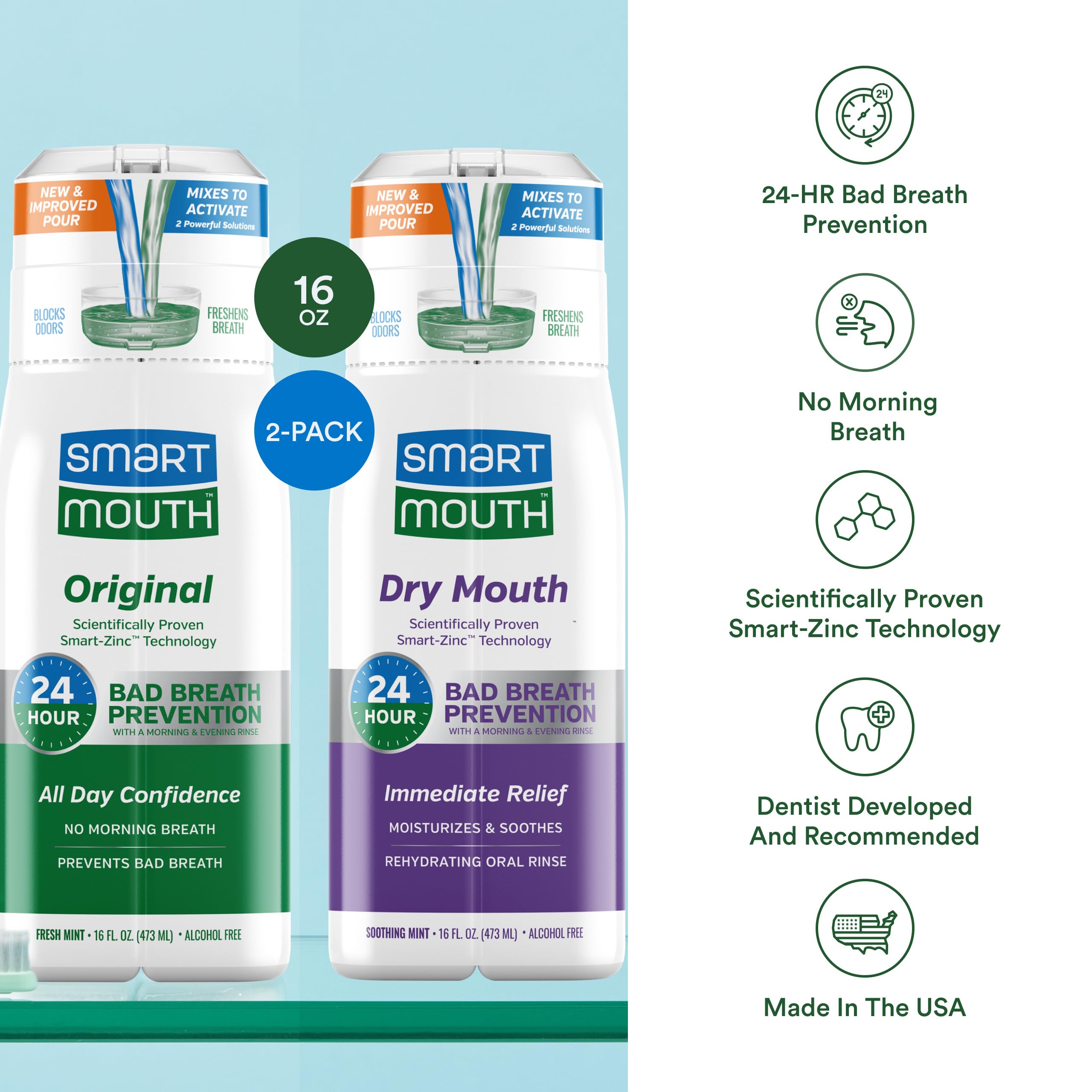 SmartMouth fórmula suave, desarrollo dental para uso diario.