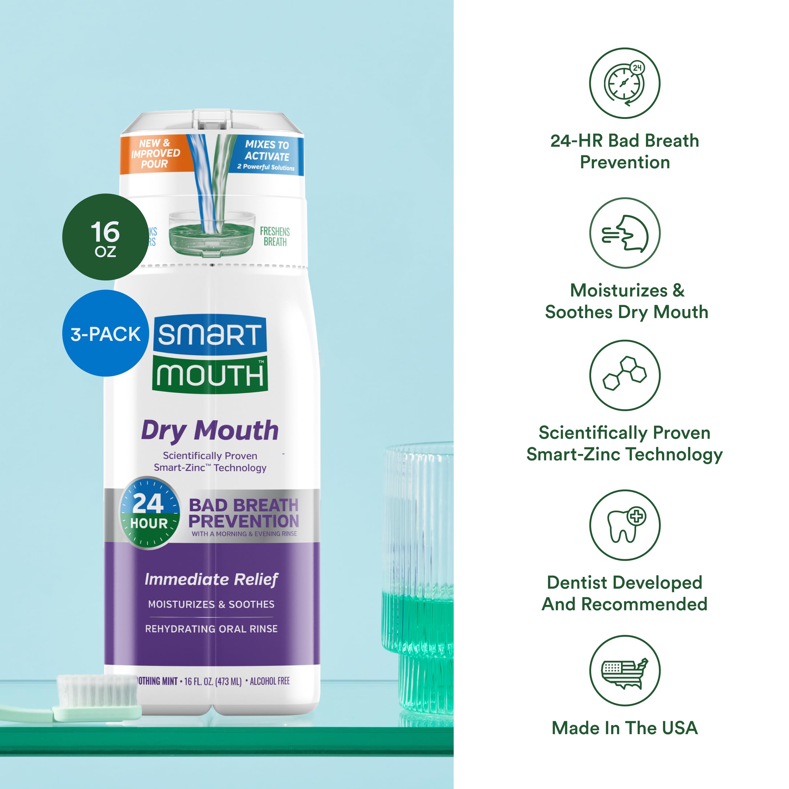 SmartMouth-liquido-menta: líquido claro con sensación fresca inmediata.