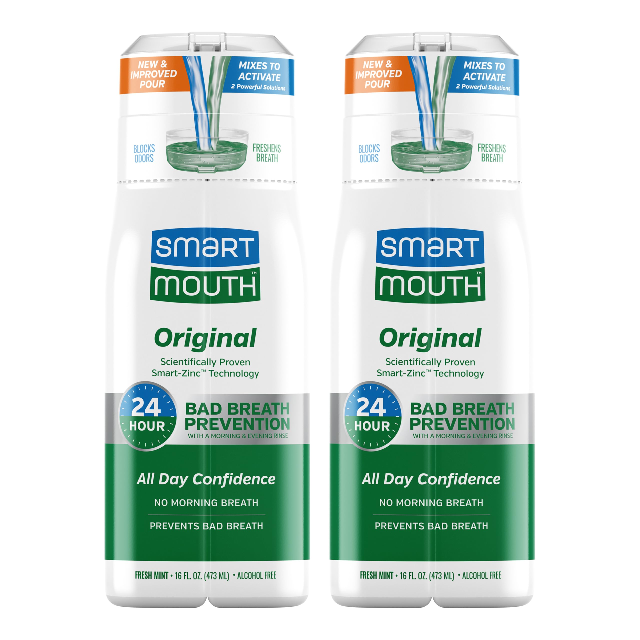SmartMouth Original enjuague con zinc activado para boca fresca al instante.