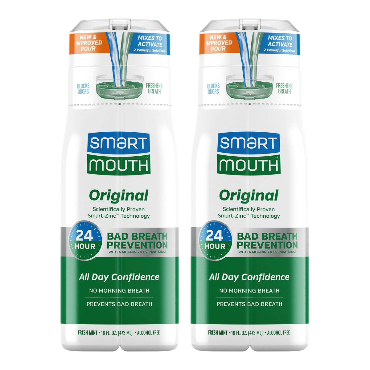 SmartMouth Original enjuague con zinc activado para boca fresca al instante.