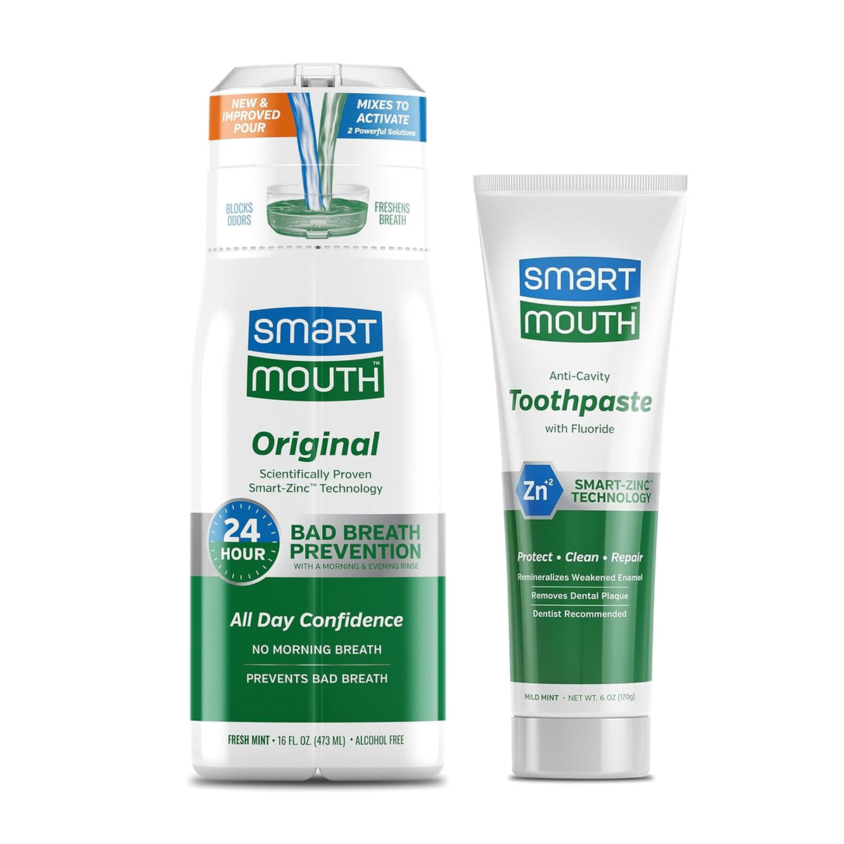 SmartMouth Premium Zinc Ion, pasta de dientes blanqueante con fluoruro para uso diario
