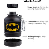 Smartshake Batman tapas dobles rosca para rellenar sin derrames.