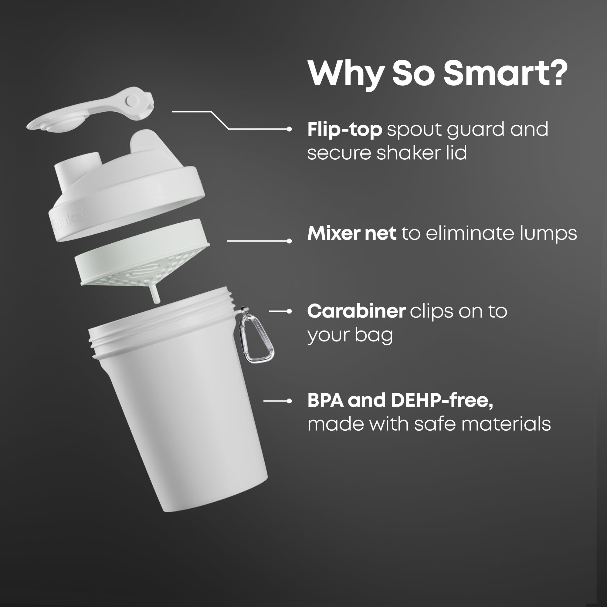 Smartshake Lite botella 400 ml azul marino, ligero y portátil.