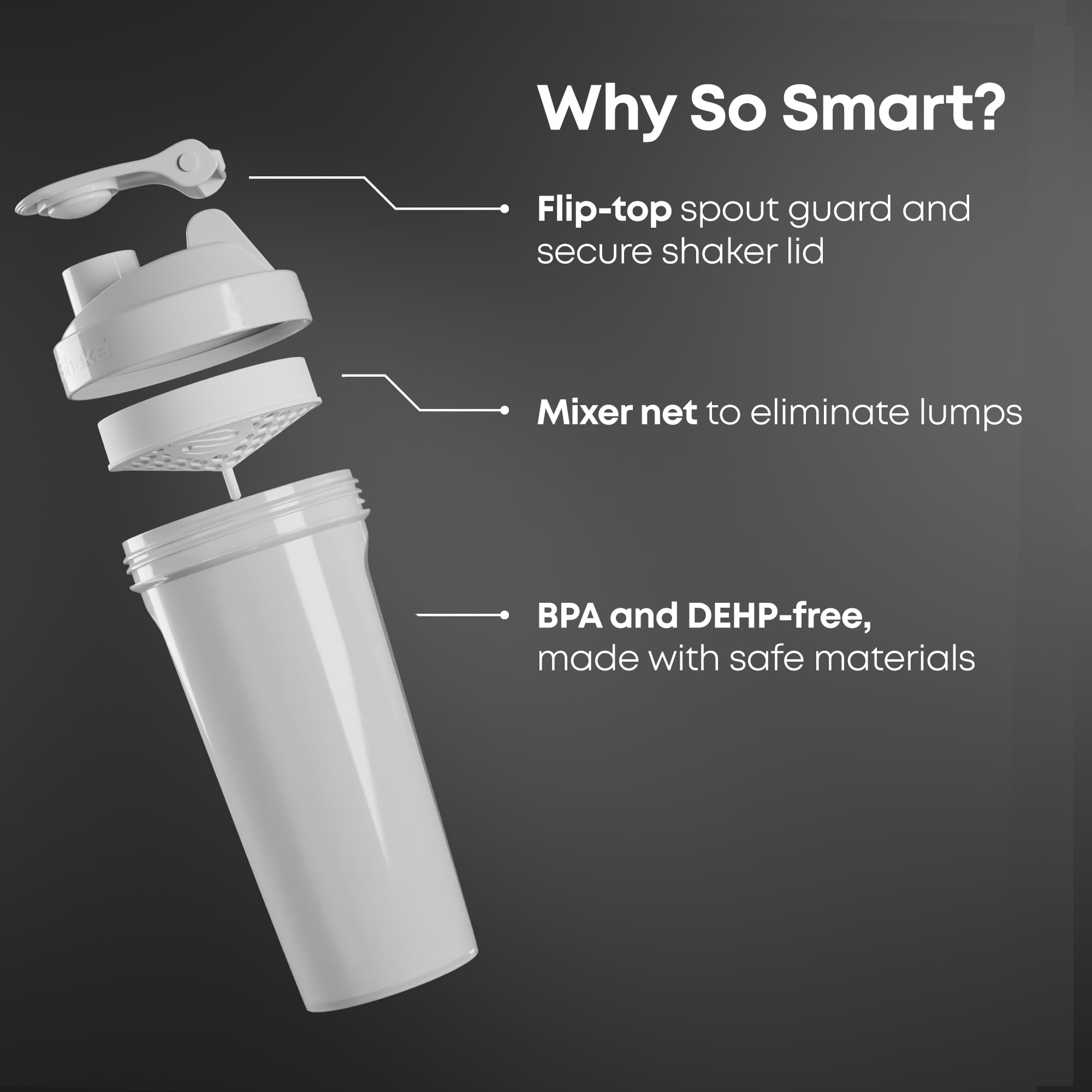 Smartshake Lite: tapa rosca hermética para evitar derrames durante el transporte.