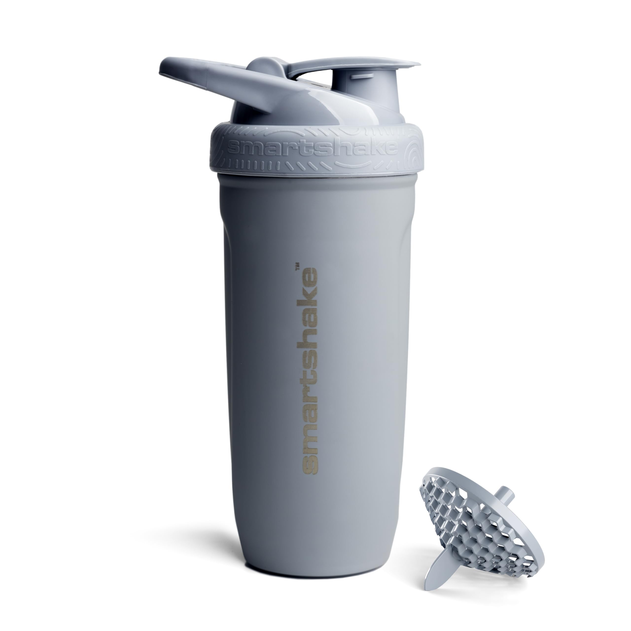Smartshake Reforce, botella de proteína de acero 900 ml, apta para entrenamientos prolongados.