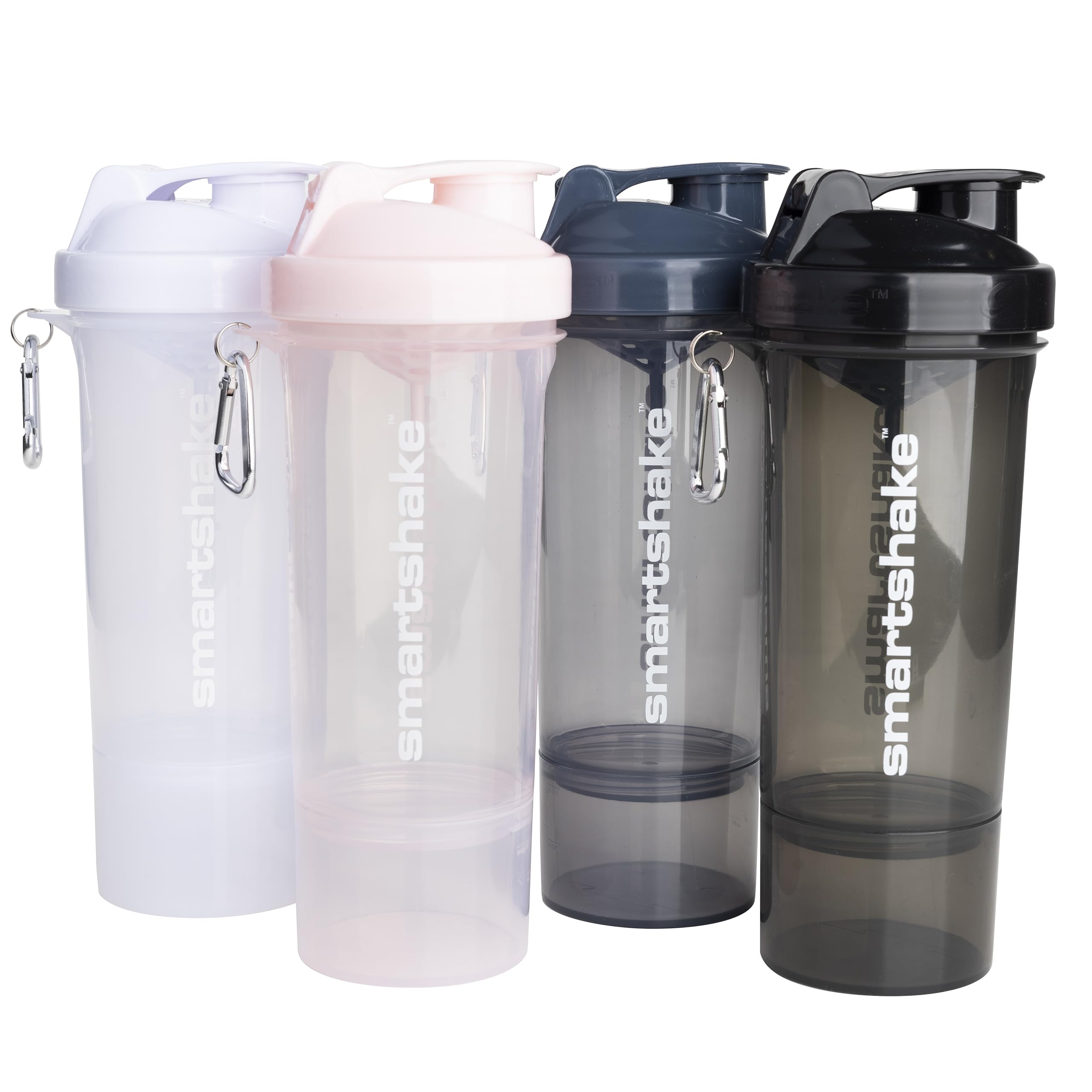 Smartshake Slim negro, botella 400 ml con agarre cómodo para llevar
