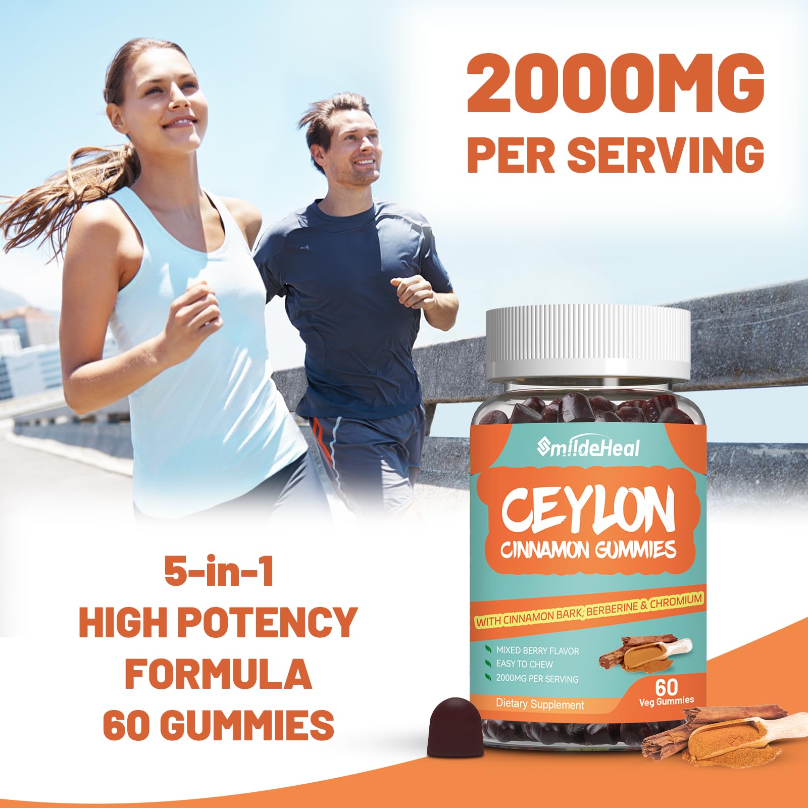SmildeHeal Canela Ceilán sin azúcar, textura frutal agradable para disfrutar cada toma.
