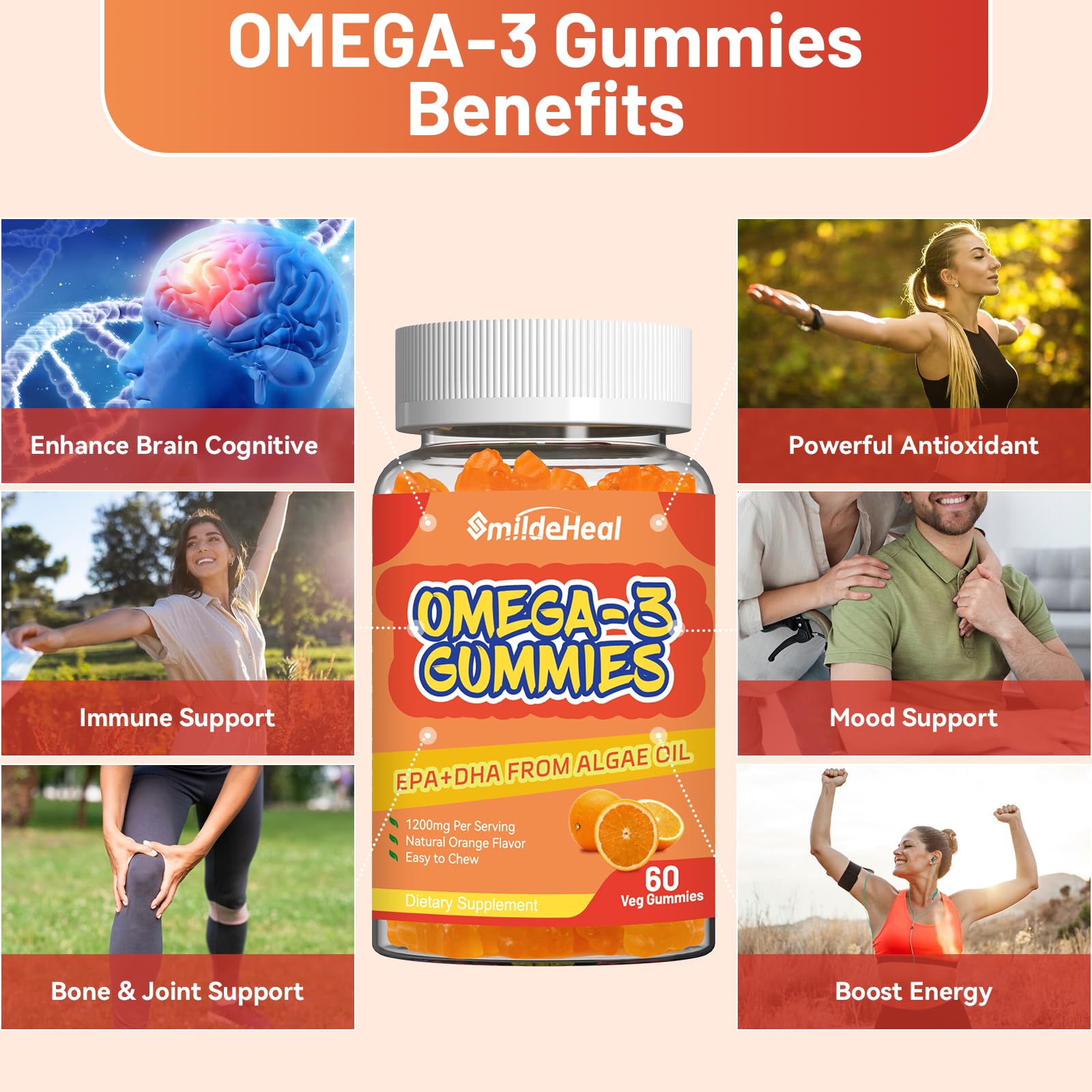 SmildeHeal Omega3 gomitas ingredientes veganos visibles