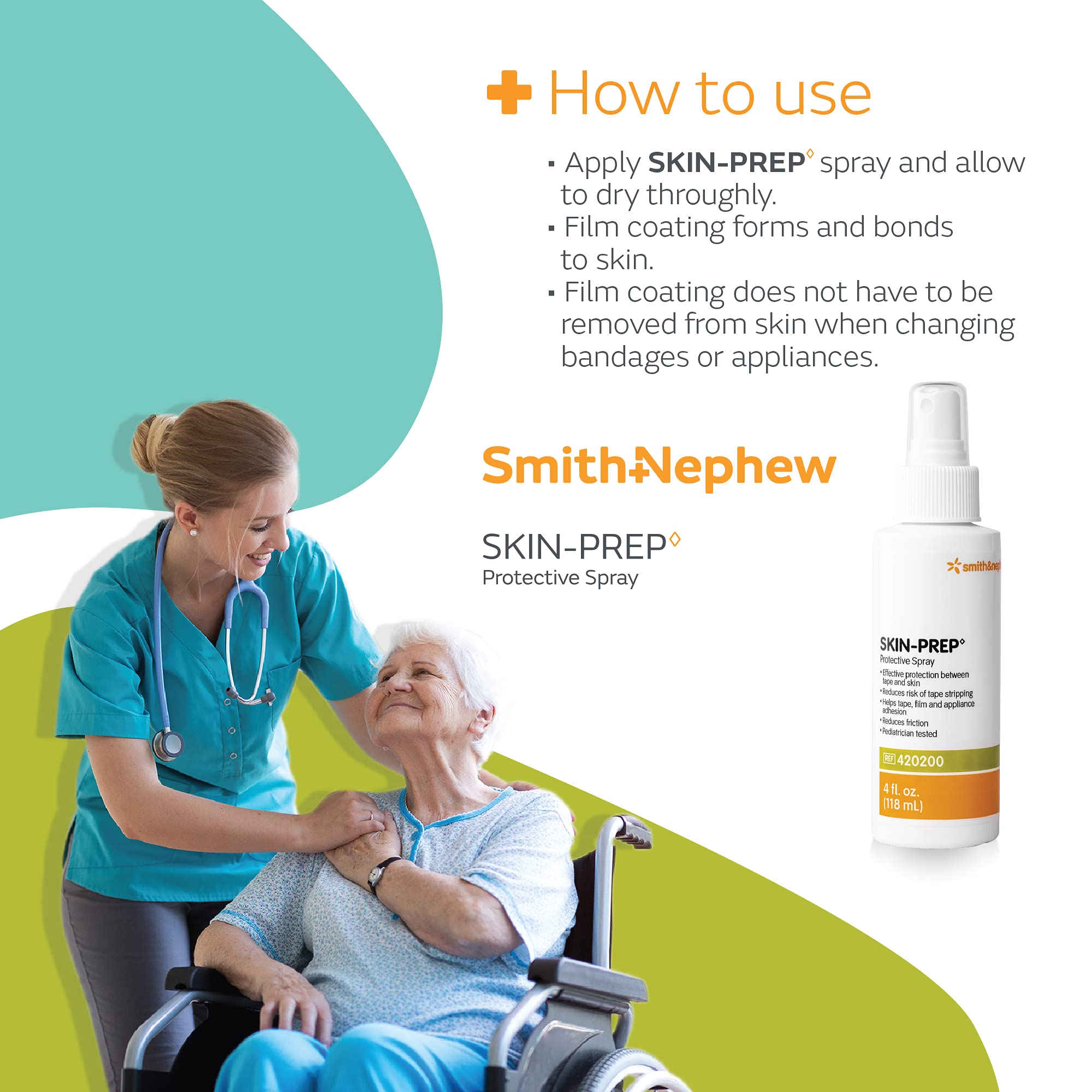 Smith & Nephew SKIN-PREP: envase de 4 onzas, fácil de usar.