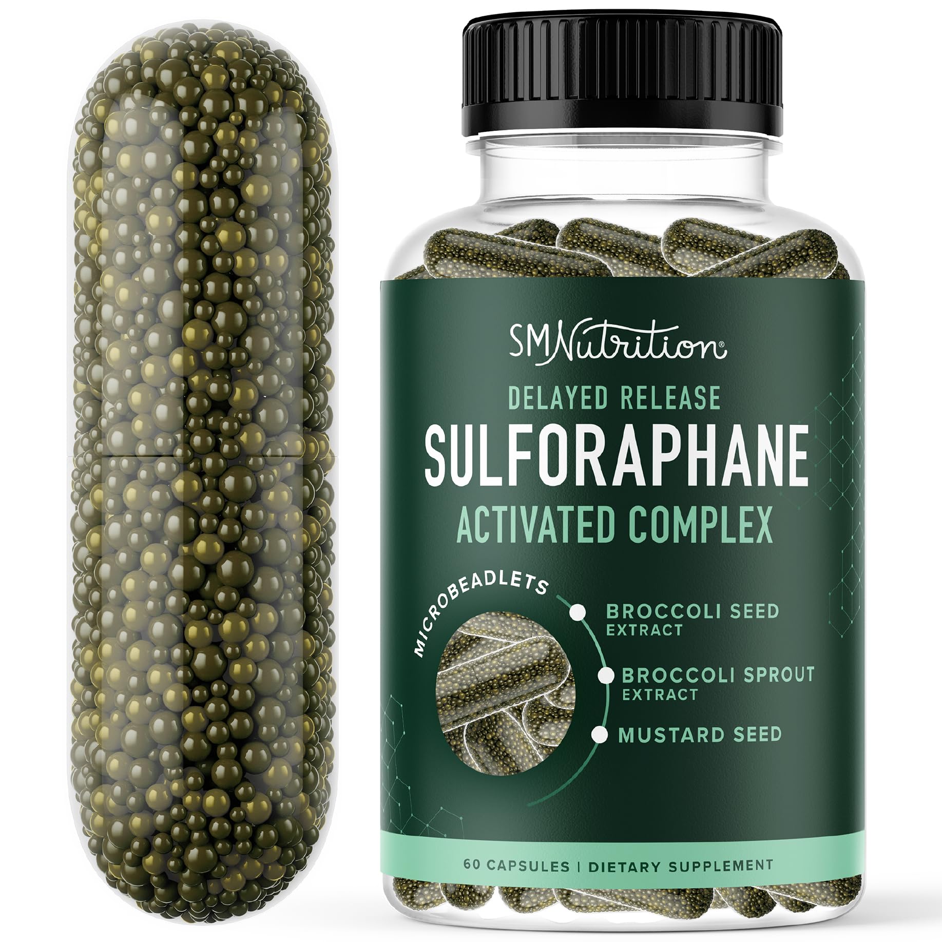 SMNutrition 50 mg sulforafano de brócoli para apoyo antioxidante diario.