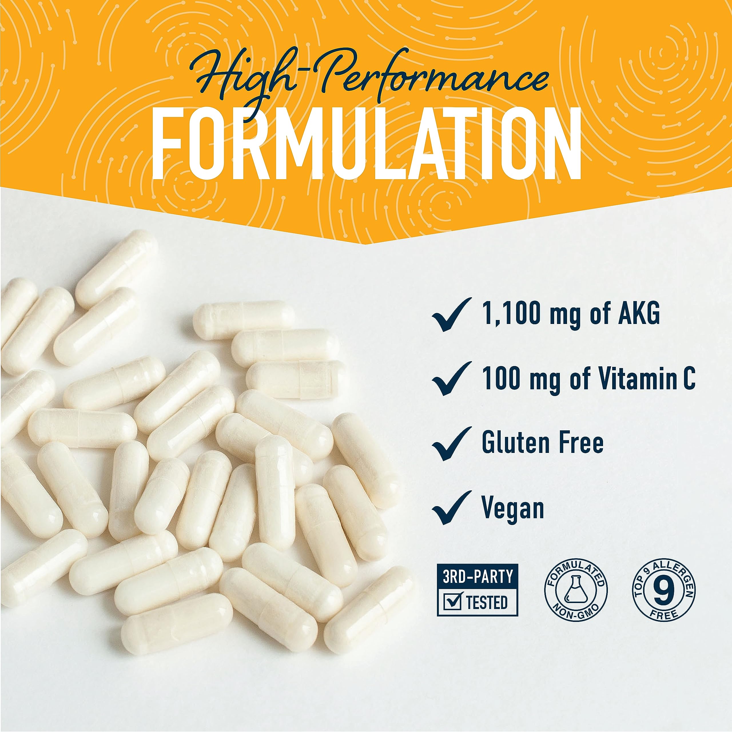 Etiqueta frontal de SMNutrition AKG con información clara