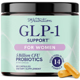 SMNutrition GLP-1 para mujeres: botella de cápsulas para apoyo metabólico diario.