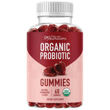 Gomitas probióticas orgánicas SMNutrition con sabor a fresa para apoyo diario de la salud digestiva.
