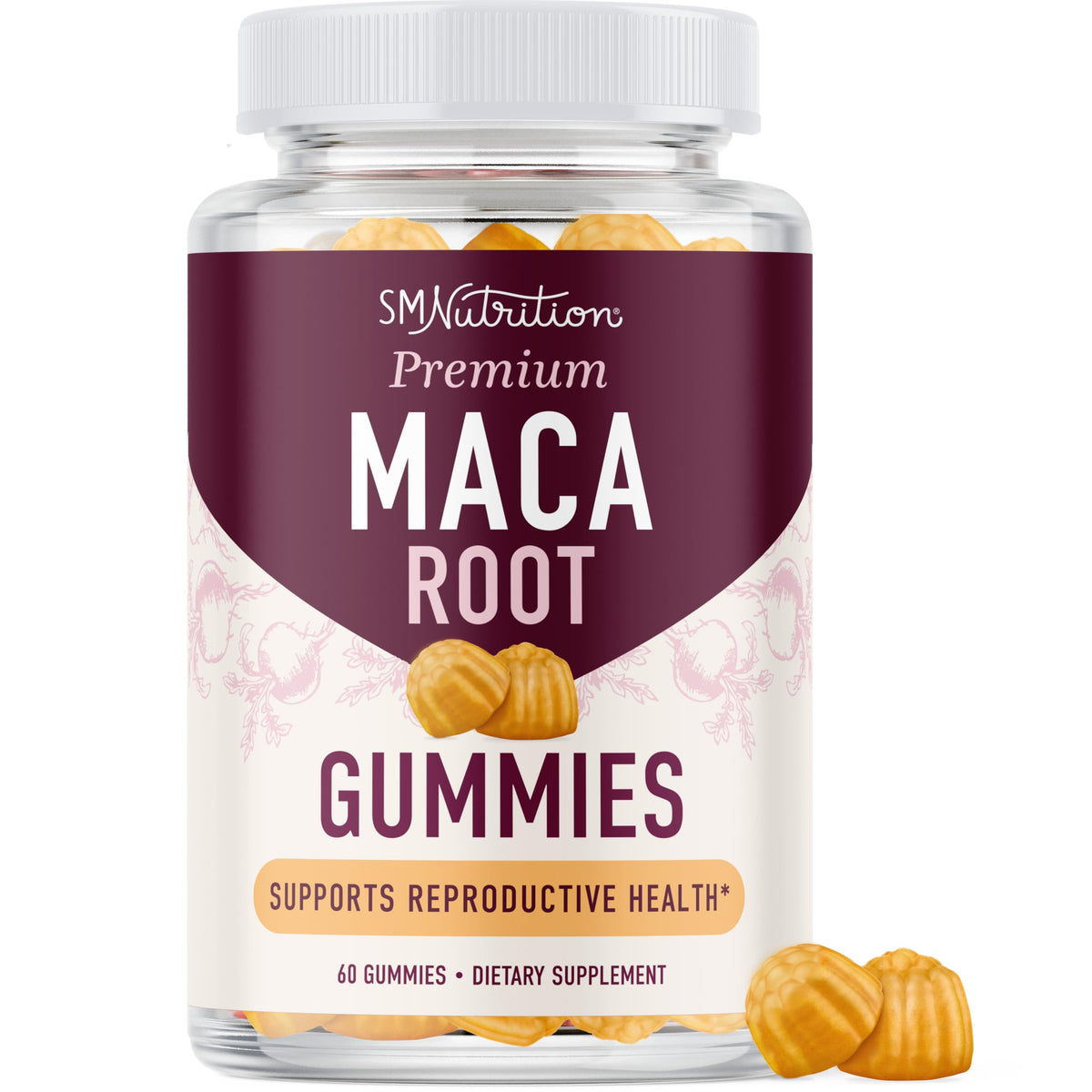 Gomitas SMNutrition Maca sabor durazno en empaque, opción conveniente