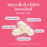 Frasco de cápsulas SMNutrition Myo-Inositol y D-Chiro Inositol para uso diario.