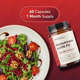 Frasco nattokinase SMNutrition con 60 cápsulas, ideal para un mes.