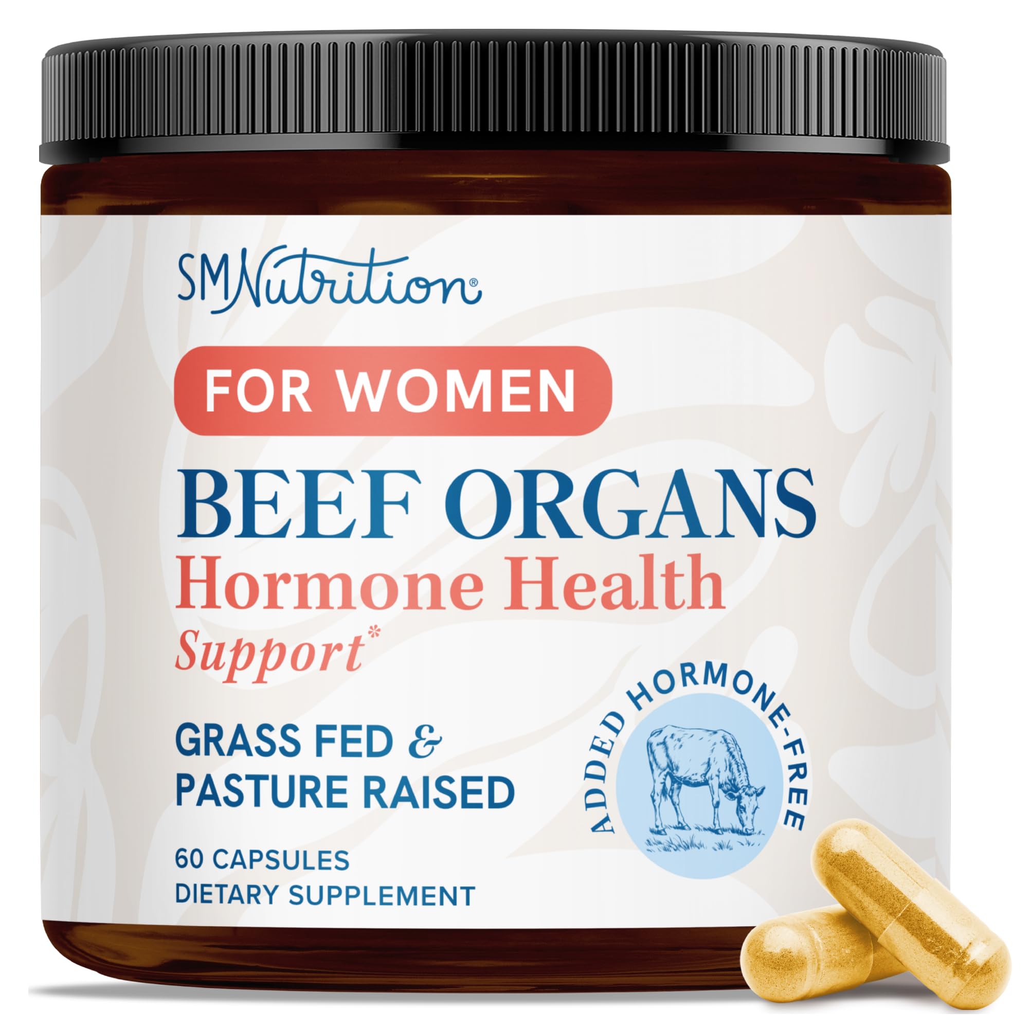 SMNutrition, frasco de órganos de res para mujeres, apoyo a la vitalidad diaria.