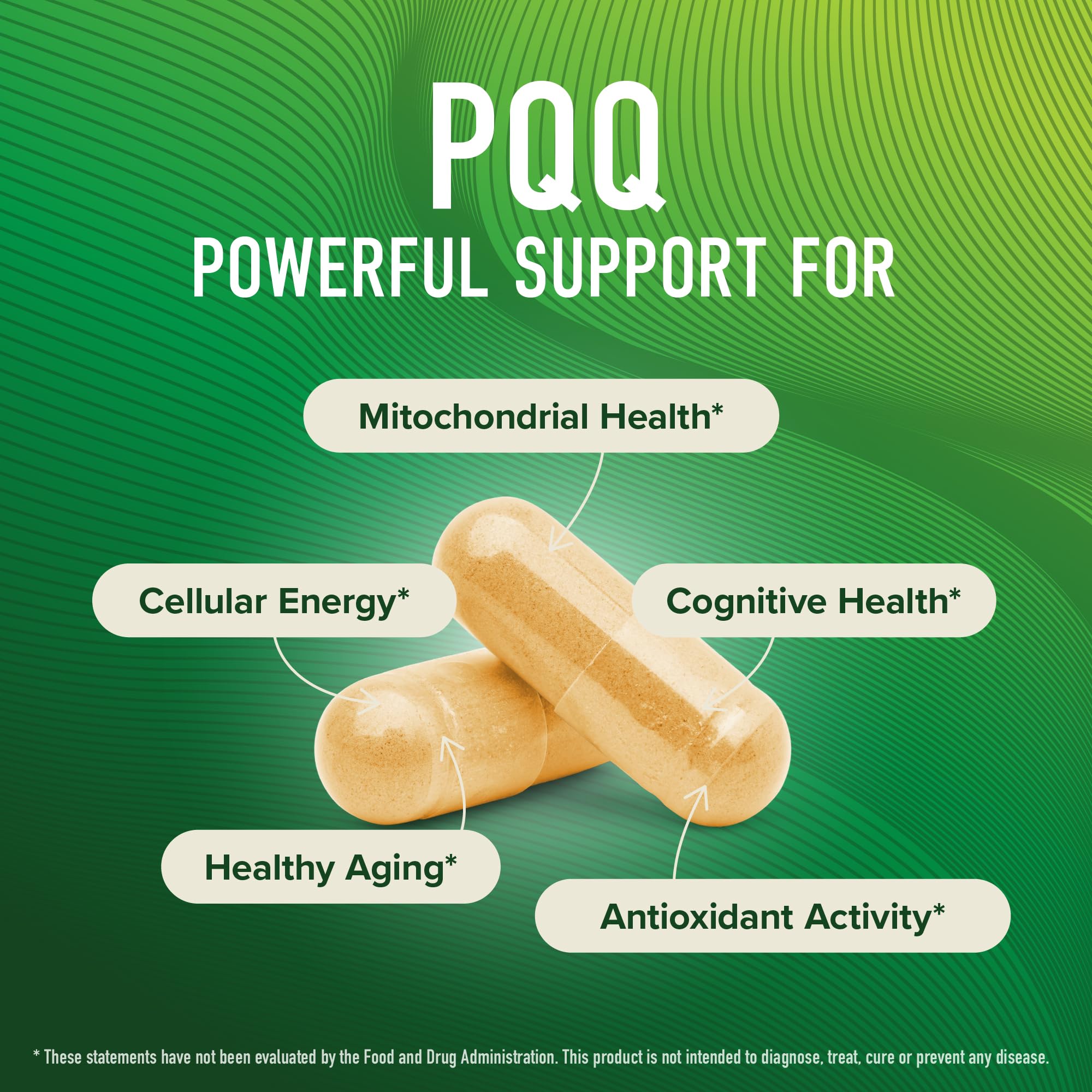 SMNutrition PQQ etiqueta frontal, diseño claro para uso diario.