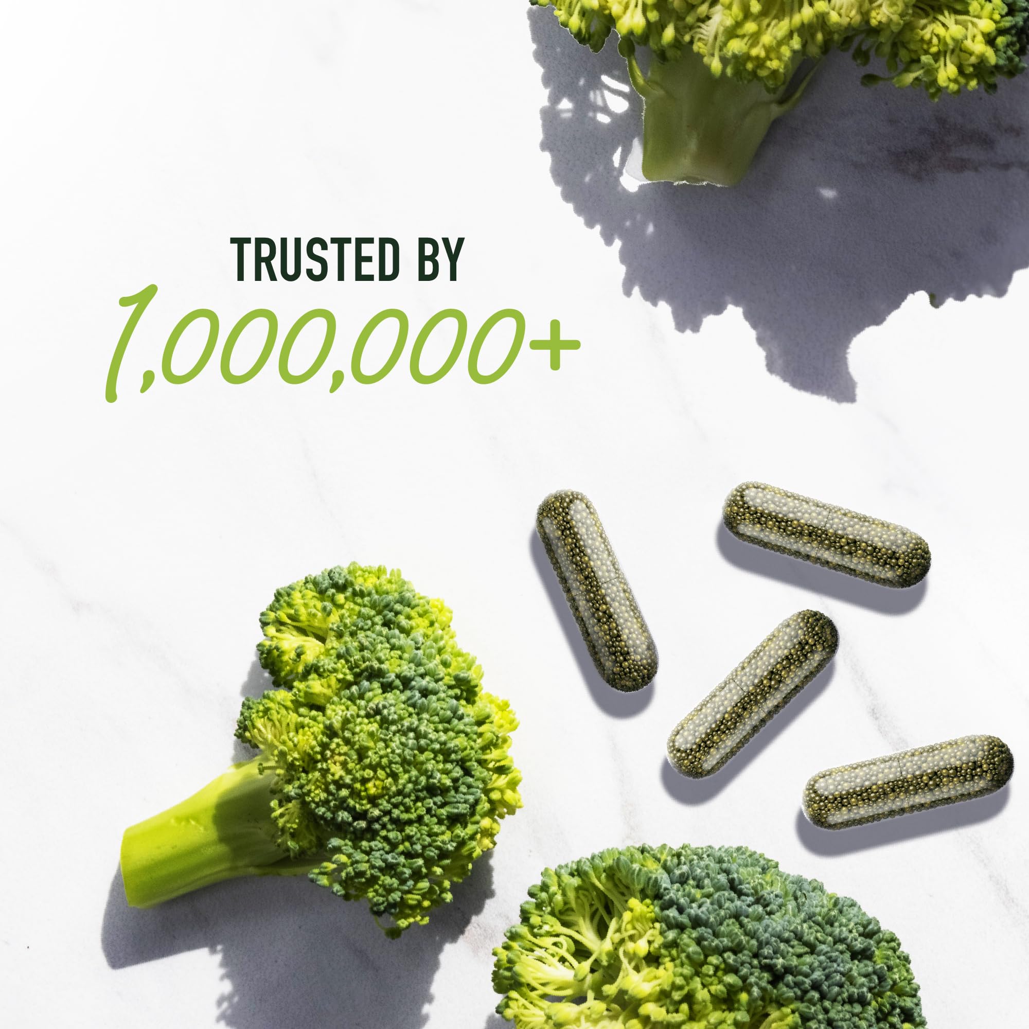 SMNutrition presentación de 60 microperlas de semilla de brócoli.