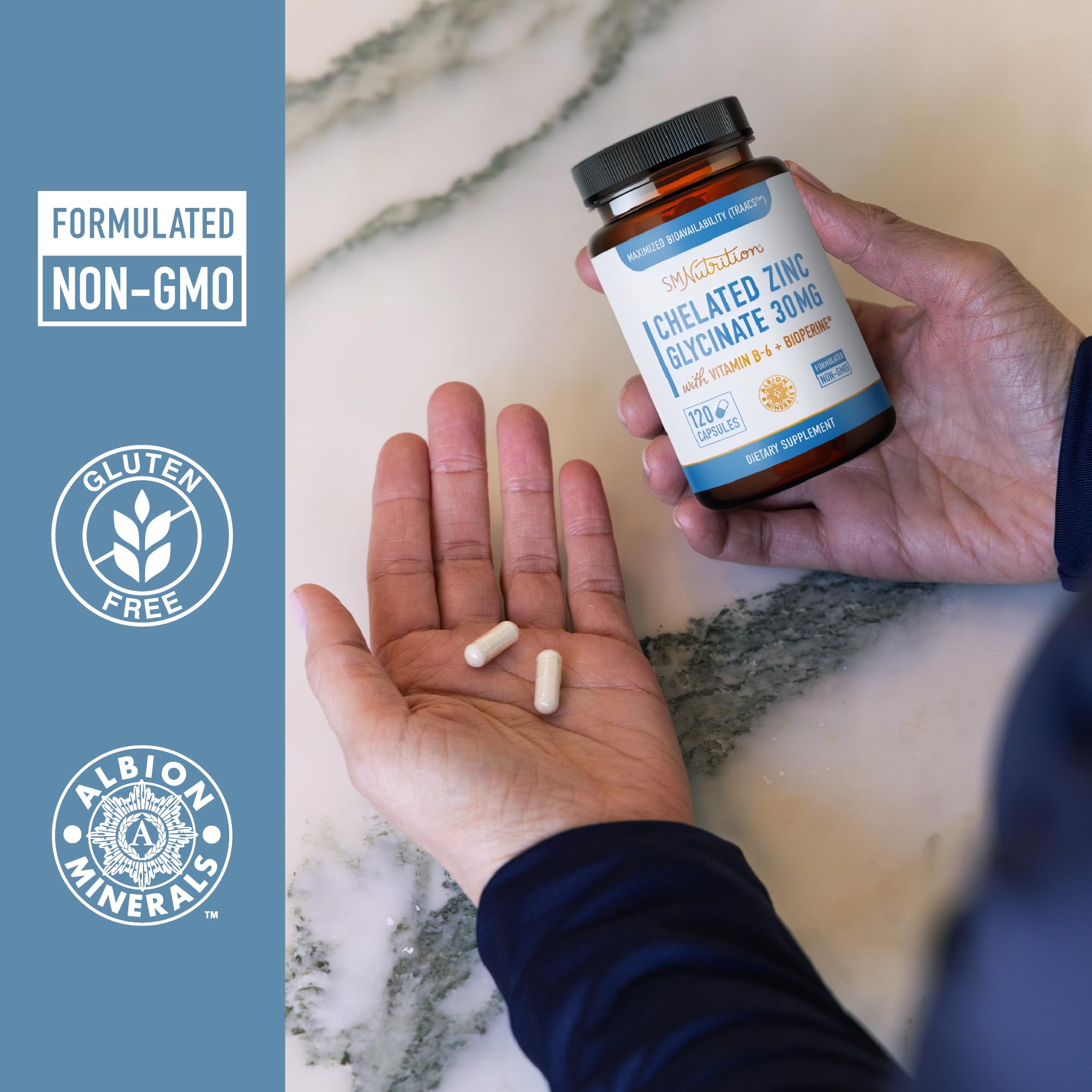 SmNutrition Zinc Glicinato 30 mg – fórmula con BioPerine para mejor absorción