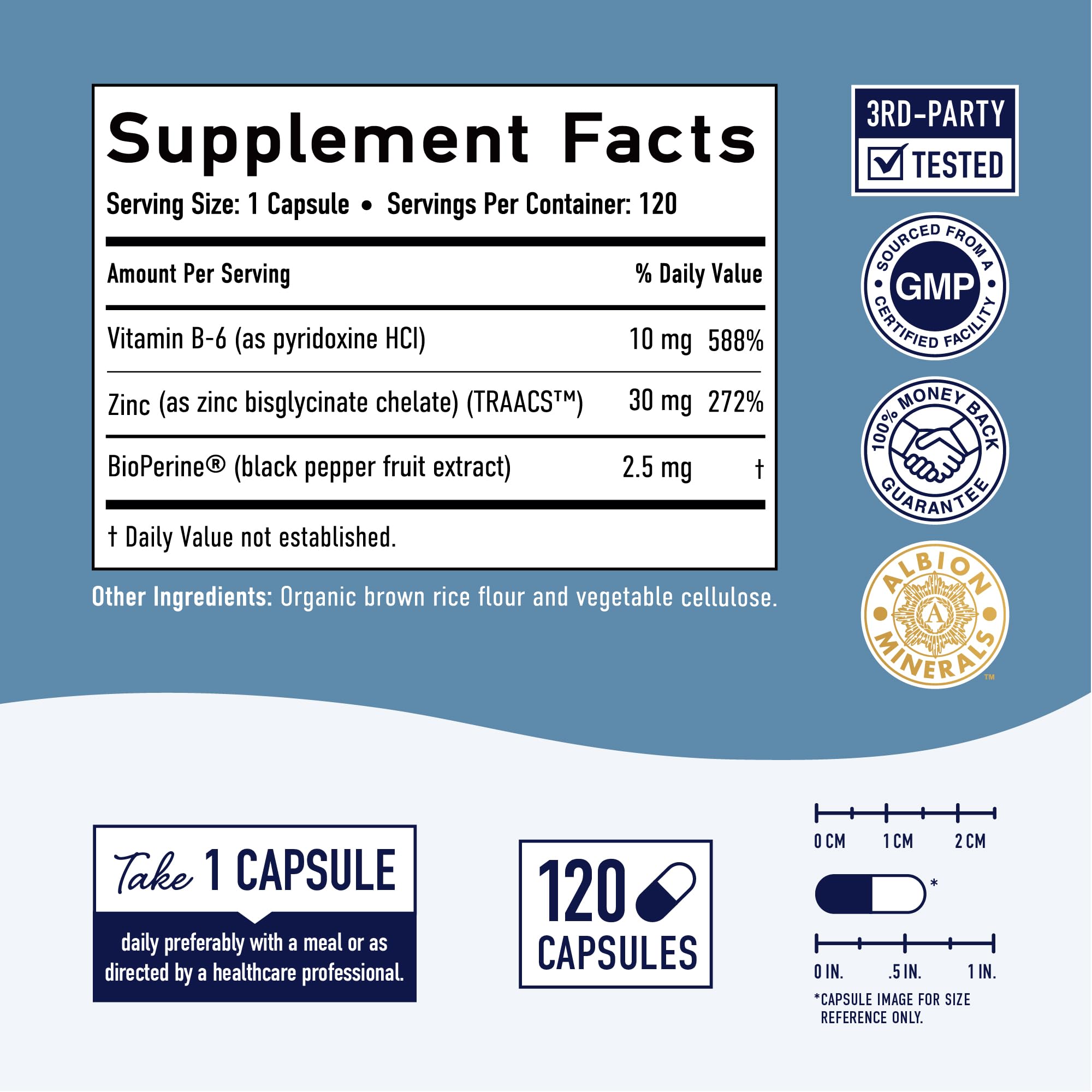 SmNutrition Zinc Glicinato 30 mg – etiqueta trasera con ingredientes
