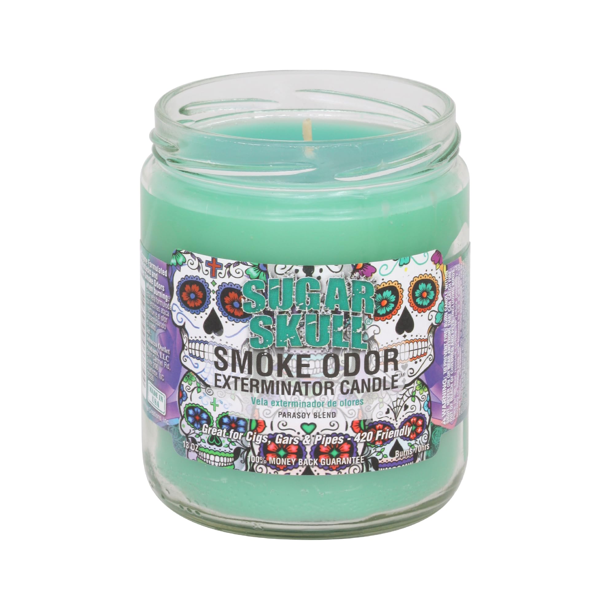 Vela Smoke Odor Exterminator Calavera de Azúcar para neutralizar olores