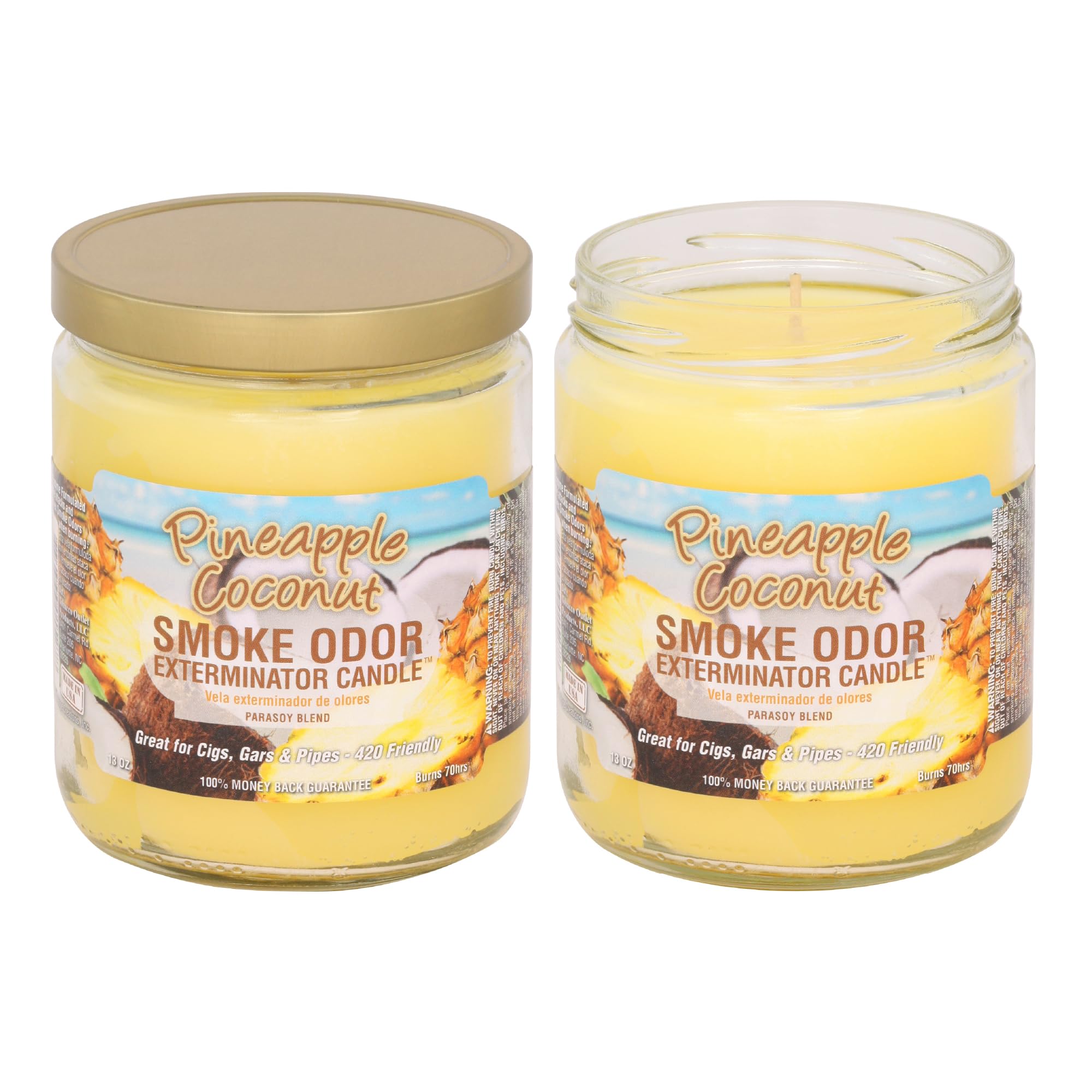 Vela Smoke Odor Exterminator Pineapple & Coconut de 13 oz para reducir olores de humo y mascotas.