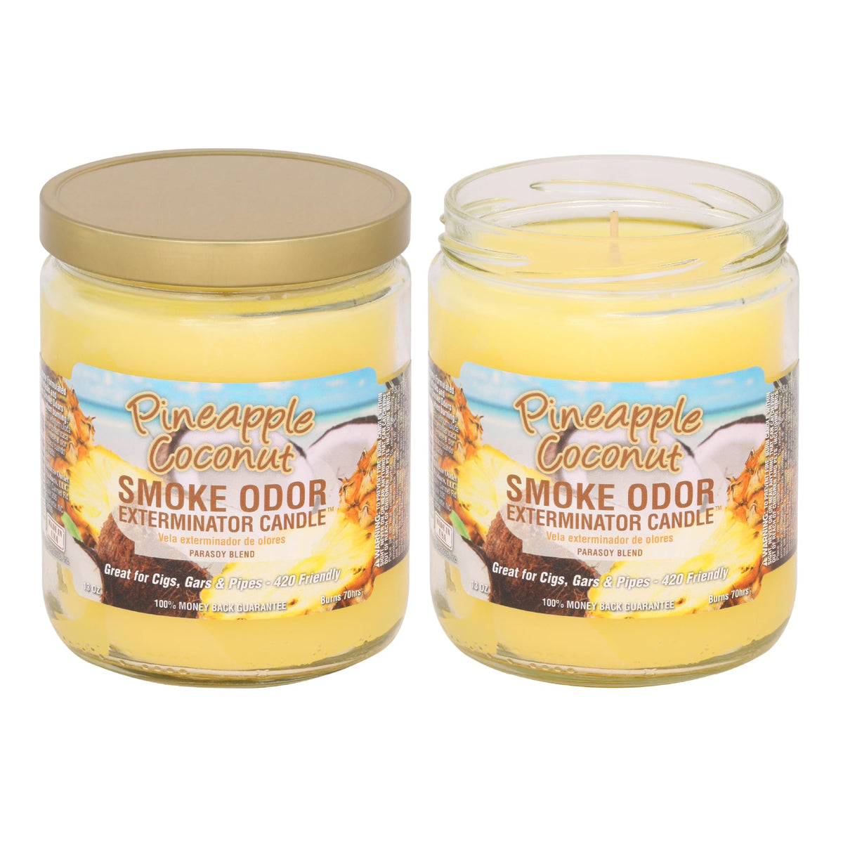 Vela Smoke Odor Exterminator Pineapple & Coconut de 13 oz para reducir olores de humo y mascotas.