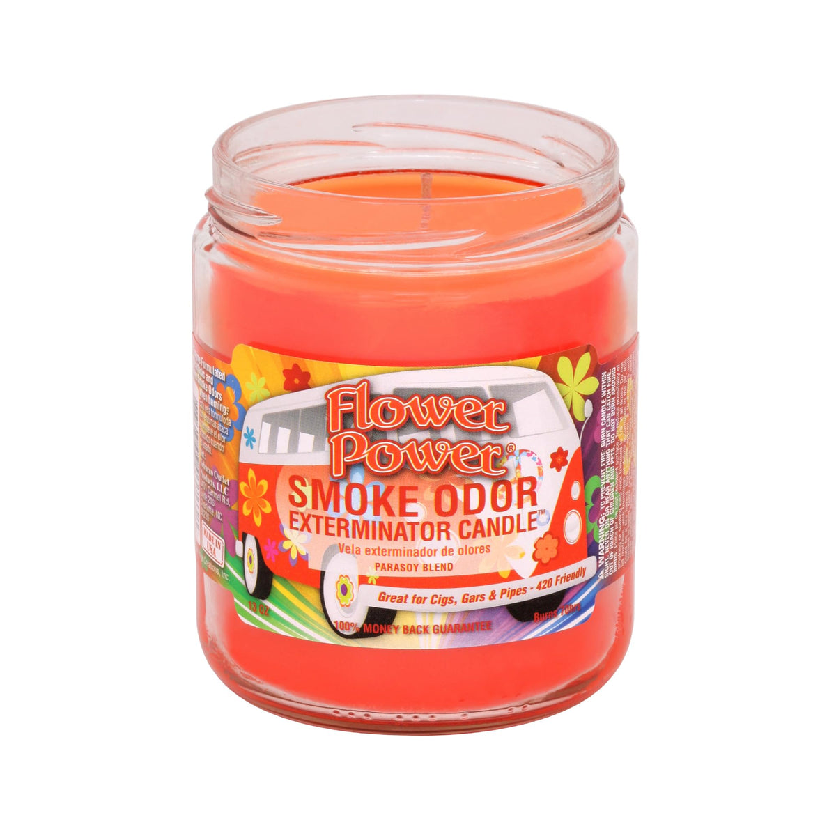 Vela Smoke Odor Exterminator Flor Poder lista para eliminar olores del ambiente