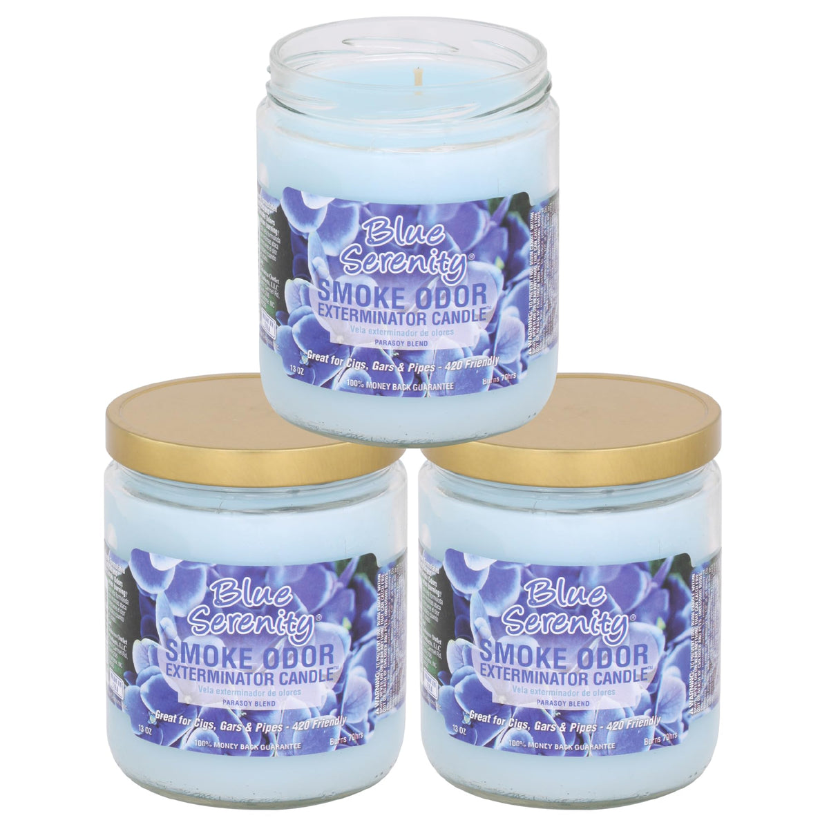 Vela Smoke Odor Exterminator 13 oz azul serenidad, perfuma y reduce olores en espacios.