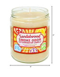 Vela Smoke Odor Exterminator con etiqueta visible, aroma a sándalo